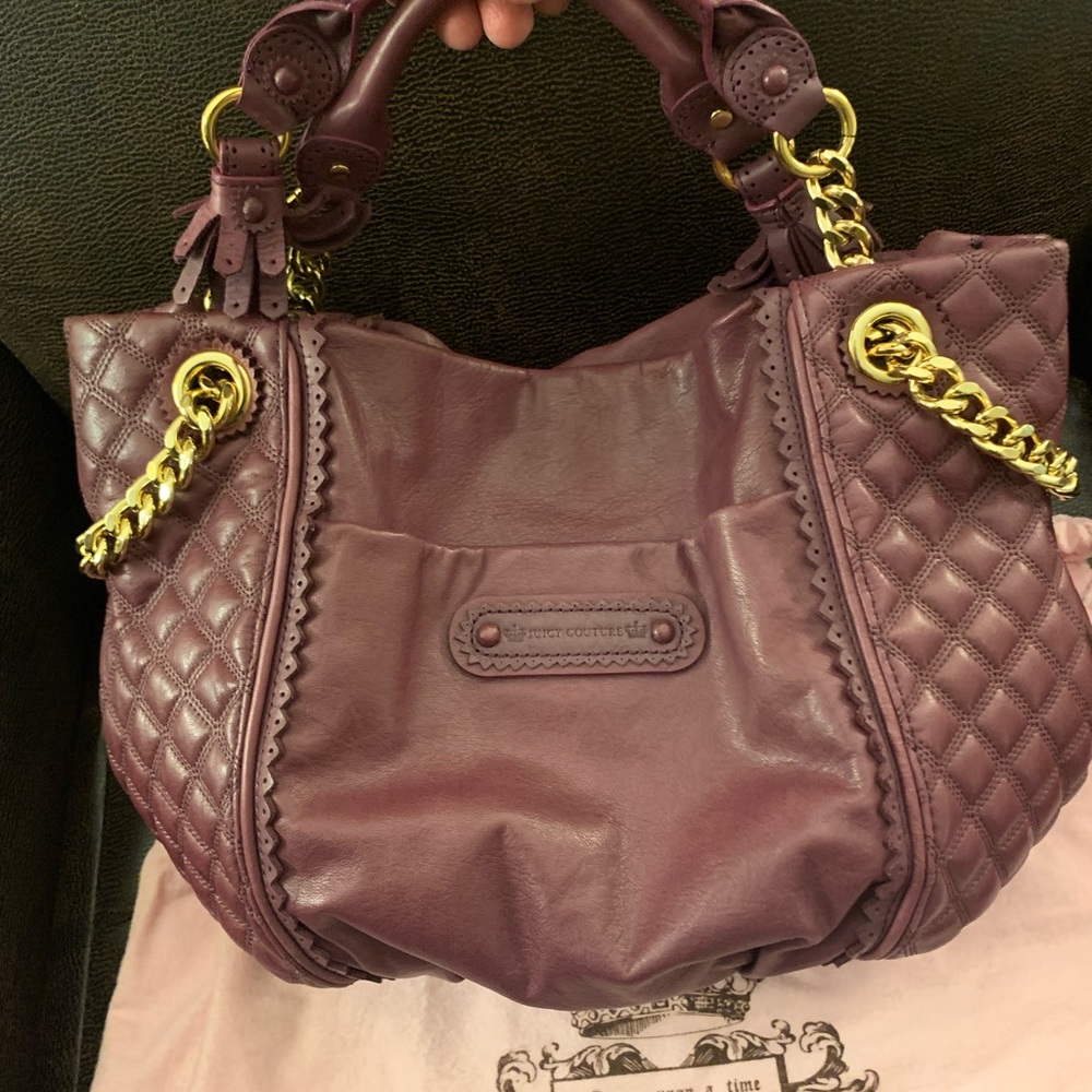 🎉FINAL PRICE🎉NWOT Juicy Couture Plum Quilted Leather Satchel, Artistic Details